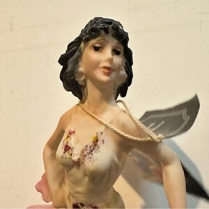 Sculpture di Miriam Elegant Dance Fairy Sculpture Black Cream Accents Italy